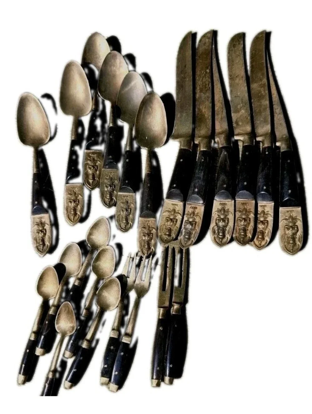 Vintage MCM Siam Thailand Goldtone Flatware Set- 22 Pieces